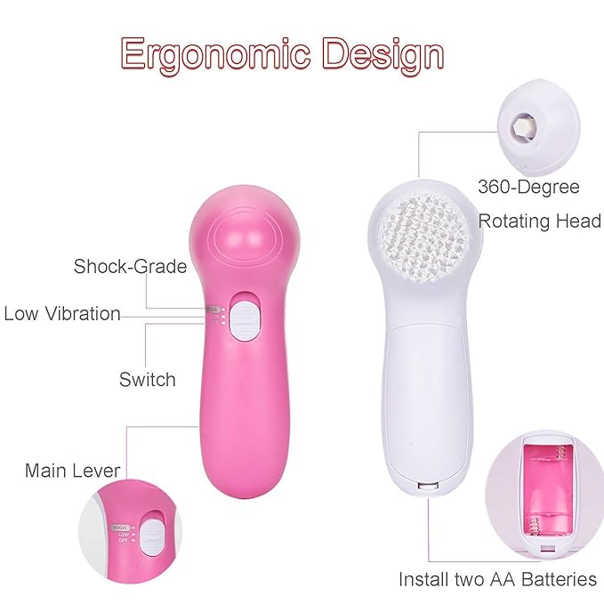 Electric Facial Cleansing Brush — 5-in-1 Skin Care Set