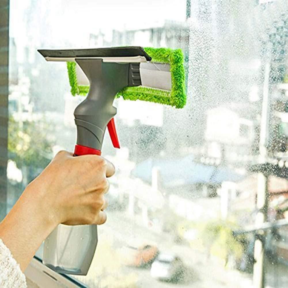 Glass Cleaner Brush — 3-in-1 Spray, Wipe & Squeegee