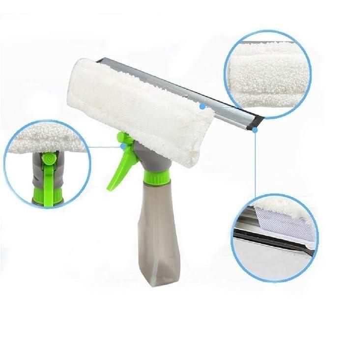 Glass Cleaner Brush — 3-in-1 Spray, Wipe & Squeegee