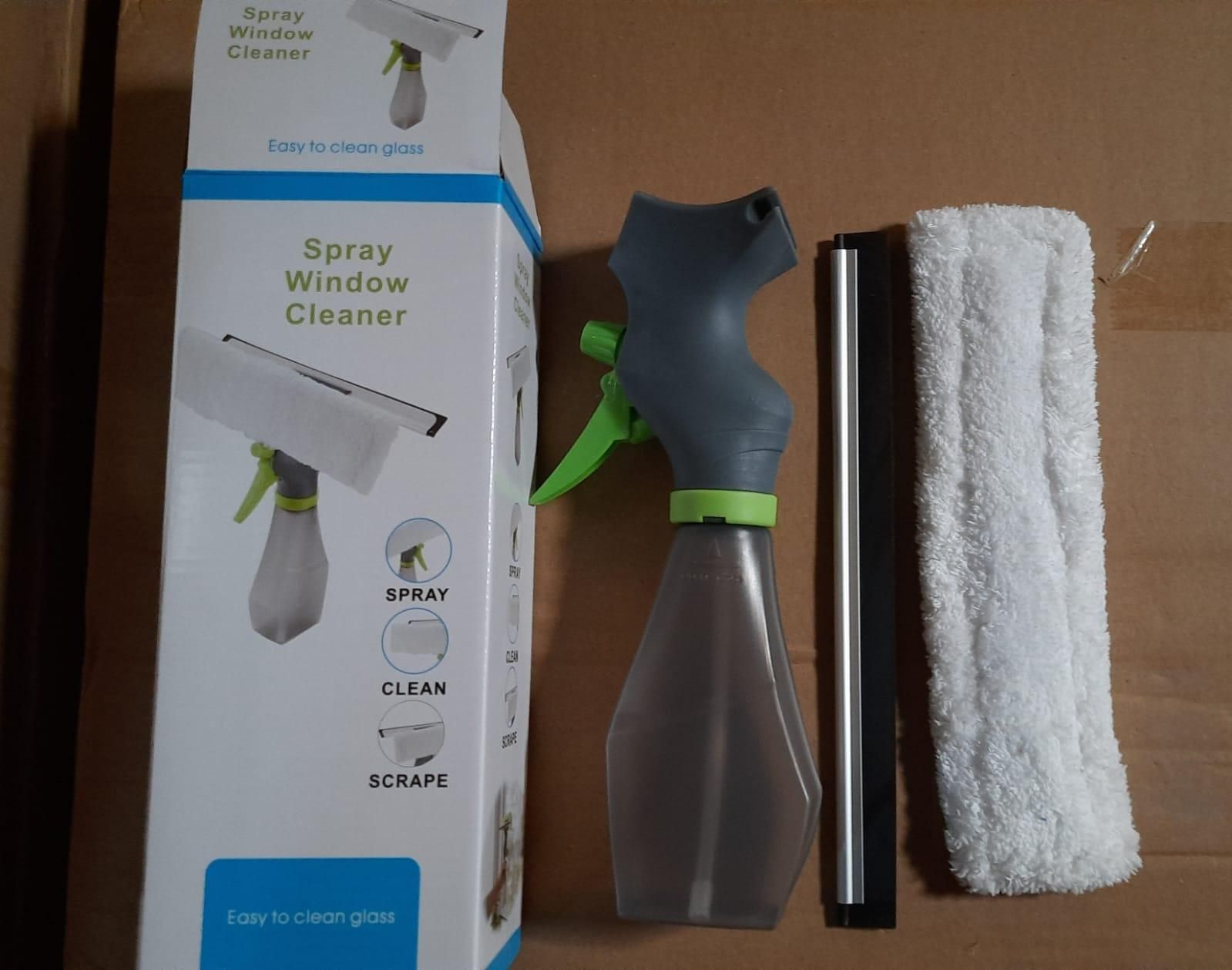 Glass Cleaner Brush — 3-in-1 Spray, Wipe & Squeegee