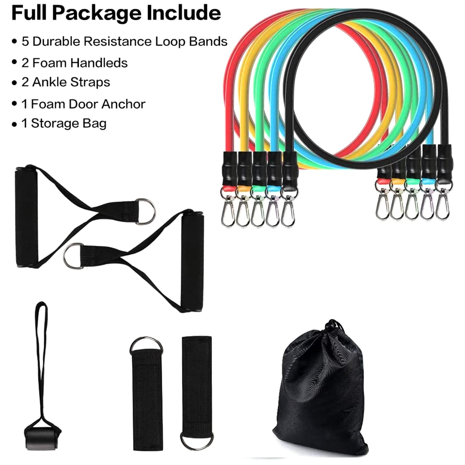 Resistance Band Set — Stackable Up to 110 lbs for Home Gym
