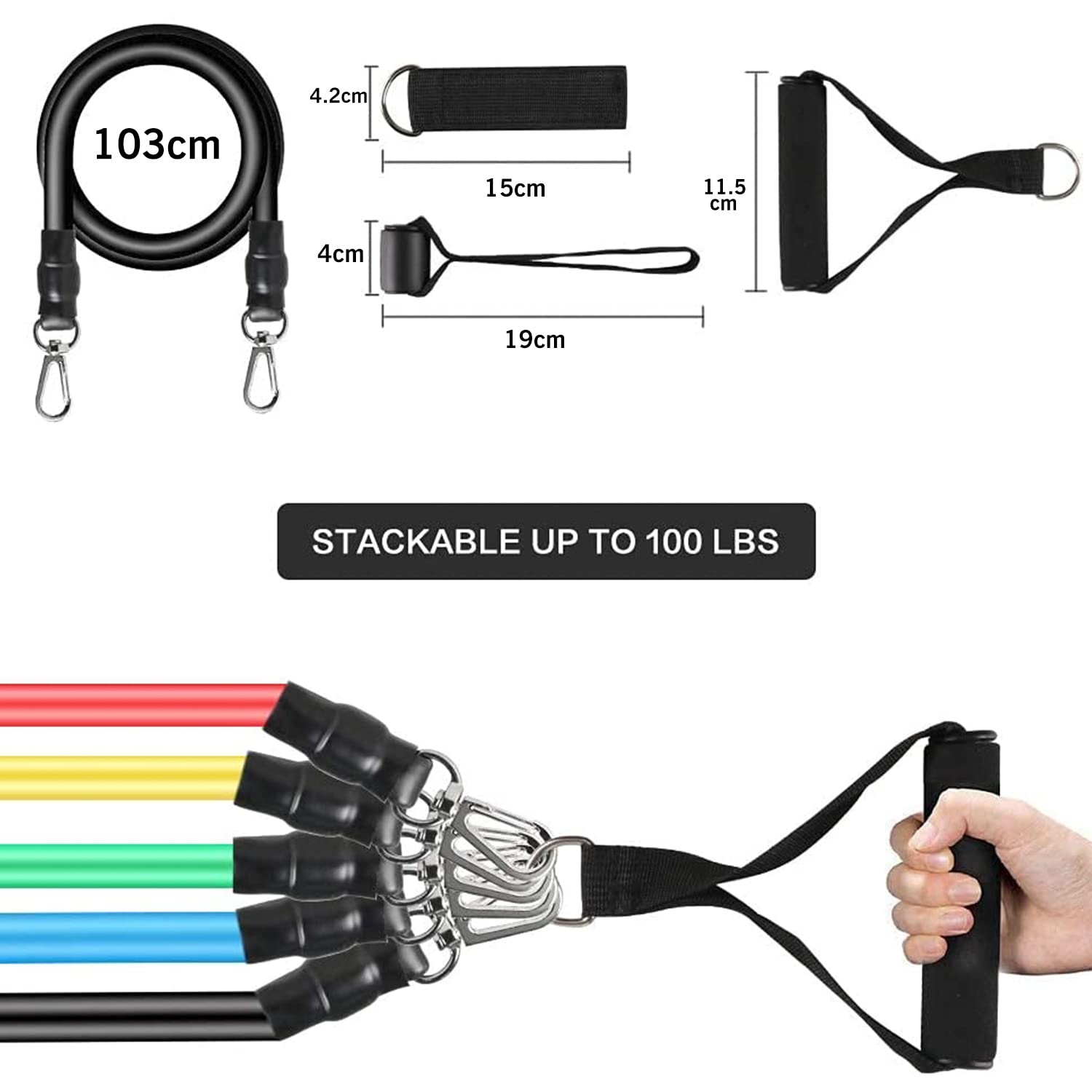 Resistance Band Set — Stackable Up to 110 lbs for Home Gym