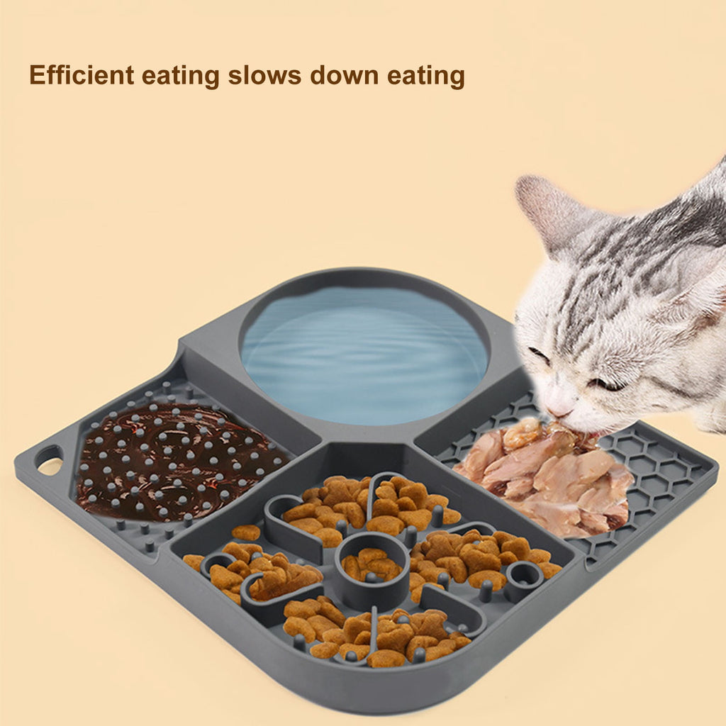 Slow Feed Pet Bowl — 4-Slot Licking Mat with Suction Base