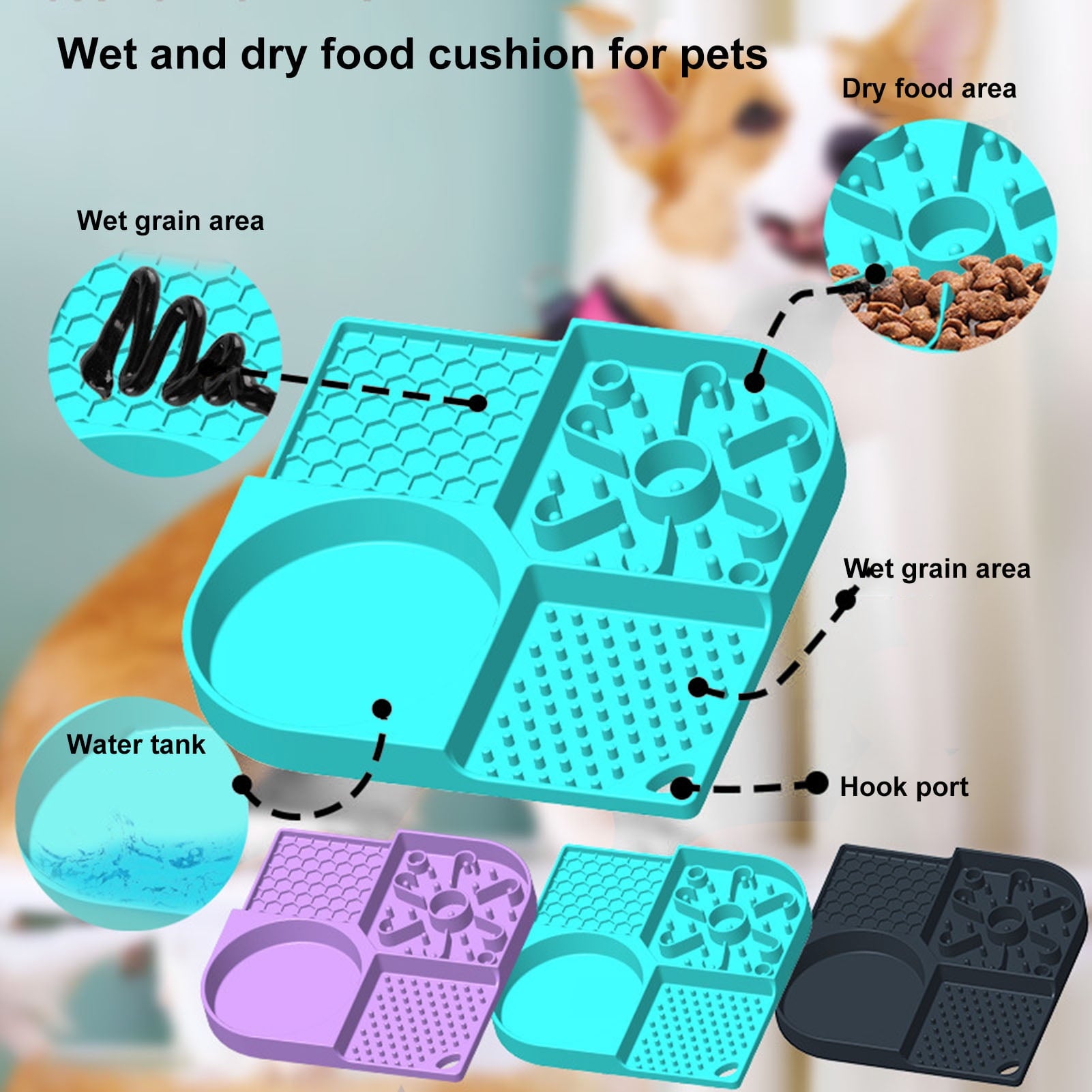 Slow Feed Pet Bowl — 4-Slot Licking Mat with Suction Base