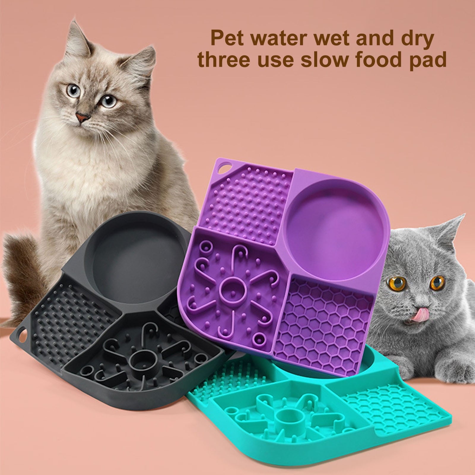 Slow Feed Pet Bowl — 4-Slot Licking Mat with Suction Base