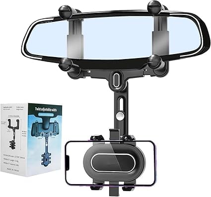 Phone Mount for Car — Rear View Mirror Holder with 360° Rotation