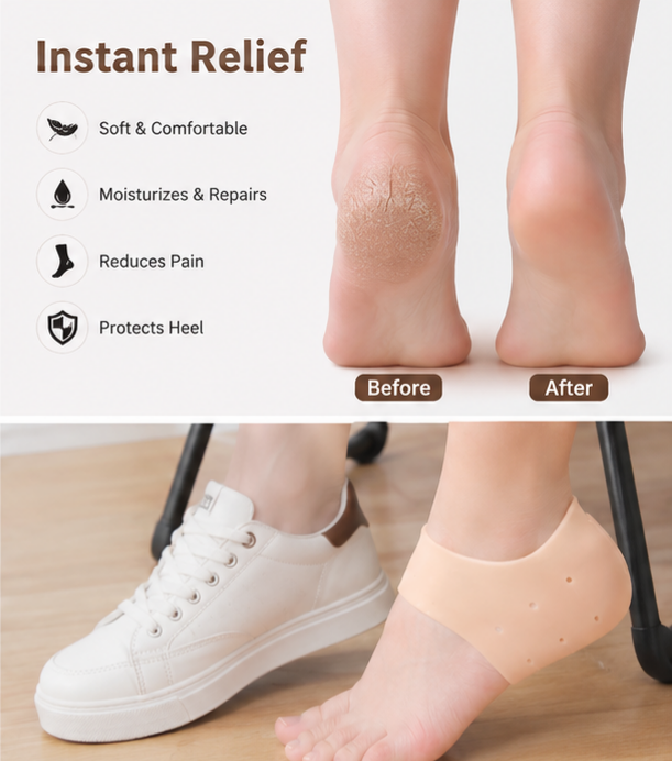 Silicone Heel Pads — Instant Relief for Cracked Heels