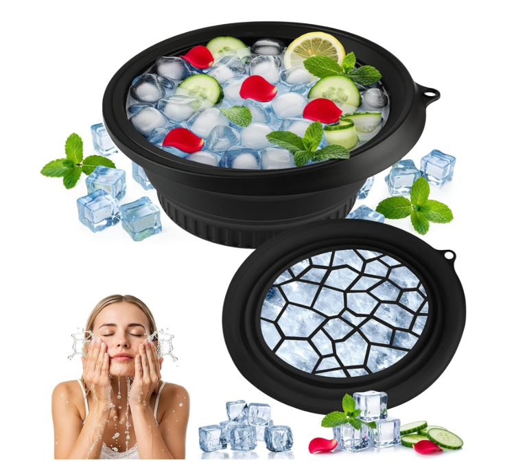 Collapsible Ice Face Bowl — Foldable Basin with Ice Tray