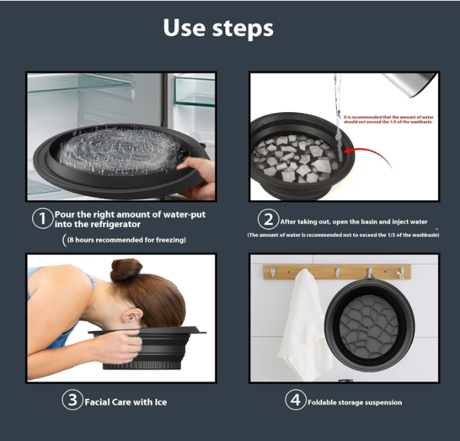Collapsible Ice Face Bowl — Foldable Basin with Ice Tray