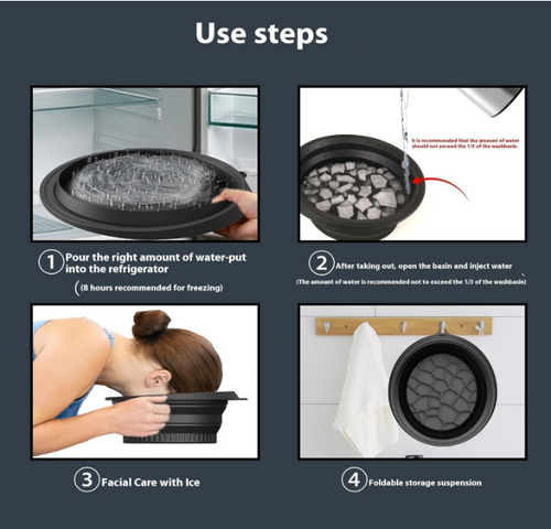 Collapsible Ice Face Bowl — Foldable Basin with Ice Tray