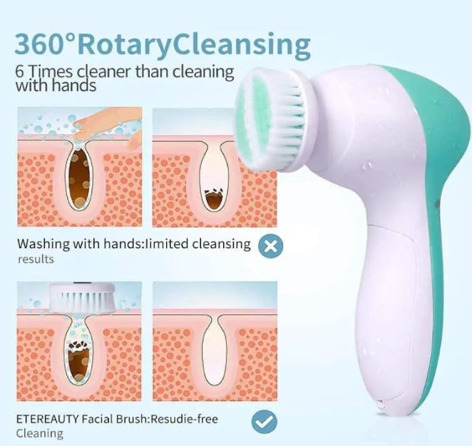 Electric Facial Cleansing Brush — 5-in-1 Skin Care Set