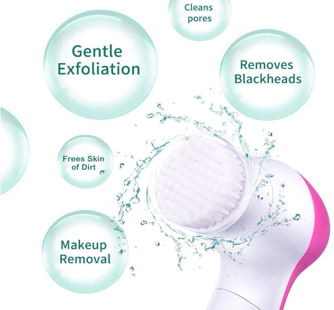 Electric Facial Cleansing Brush — 5-in-1 Skin Care Set