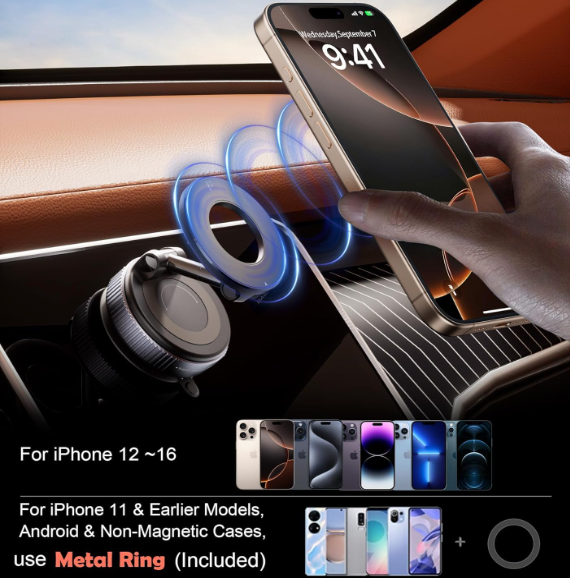 Magnetic Phone Holder — 360° Rotating Mount for Any Surface
