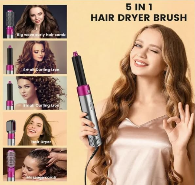 5-in-1 Hot Air Brush — Dry, Style & Straighten in One Tool