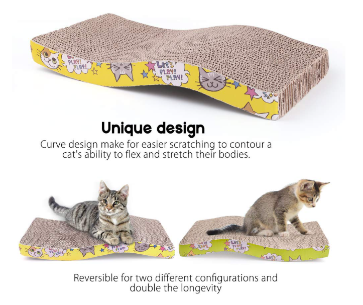 Cat Scratcher Board — Curved Wave Design, Pack of 2
