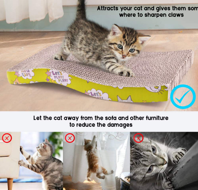 Cat Scratcher Board — Curved Wave Design, Pack of 2