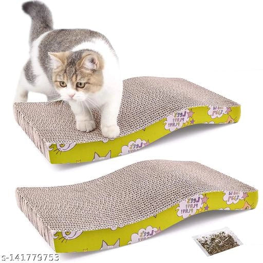 Cat Scratcher Board — Curved Wave Design, Pack of 2