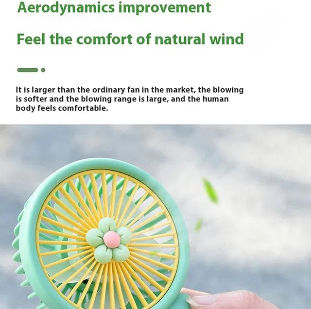 Handheld Portable Fan — USB Rechargeable Quiet Flower Fan