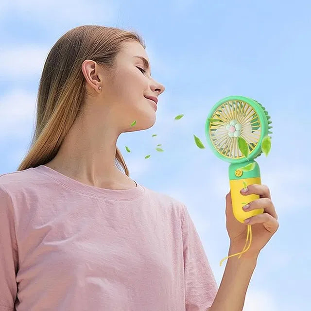 Handheld Portable Fan — USB Rechargeable Quiet Flower Fan