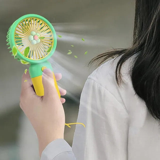 Handheld Portable Fan — USB Rechargeable Quiet Flower Fan