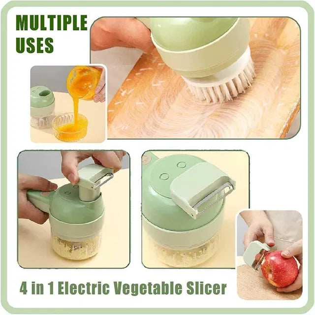 Electric Veggie Chopper — 4-in-1 Cordless Kitchen Helper