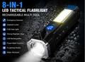 LED Tactical Flashlight — 8-in-1 Rechargeable Torch