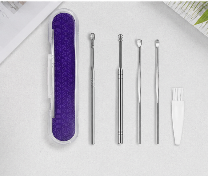 Professional Ear Cleaning Kit — 6 Steel Tools with Case